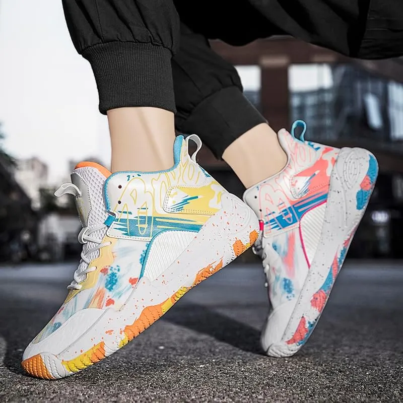 Women Men Basketball Shoes Fashion Unisex Outdoor Sneakers Colorful Painting Sport Shoes Breathable Non Slip Basketball Shoes