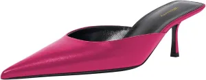 Women Stylish Pointed Toe Slip On Comfy Mules Low Kitten Heel Pumps Backless Ladies Casual Daily Slippers Size 4-16 US