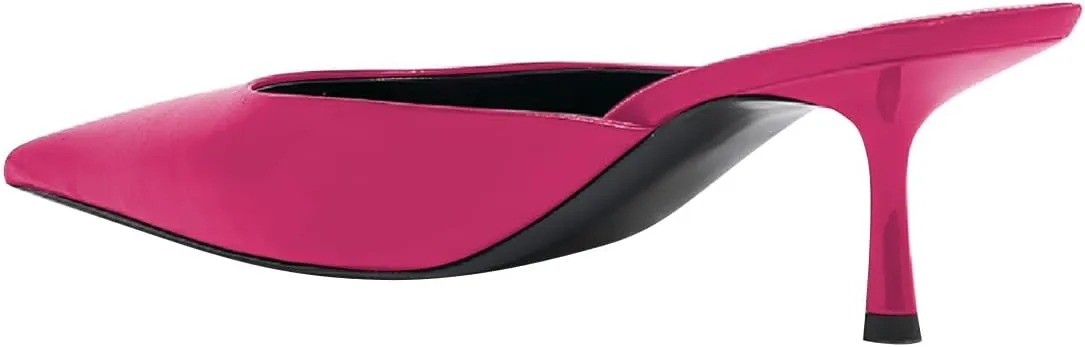 Women Stylish Pointed Toe Slip On Comfy Mules Low Kitten Heel Pumps Backless Ladies Casual Daily Slippers Size 4-16 US