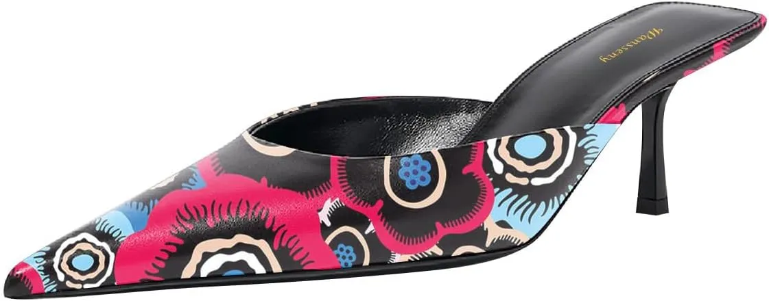 Women Stylish Pointed Toe Slip On Comfy Mules Low Kitten Heel Pumps Backless Ladies Casual Daily Slippers Size 4-16 US