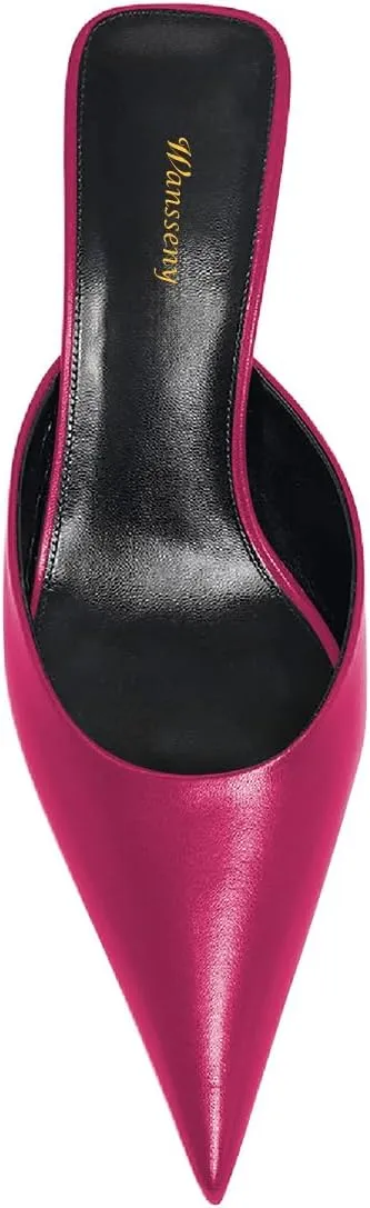 Women Stylish Pointed Toe Slip On Comfy Mules Low Kitten Heel Pumps Backless Ladies Casual Daily Slippers Size 4-16 US