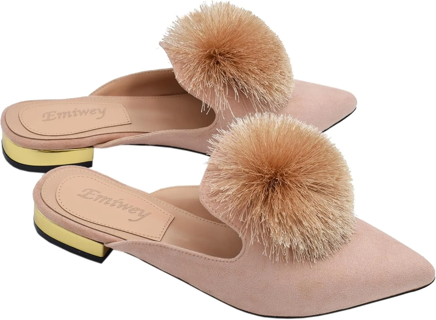 Women's Backless Comfort Slip On Loafers Flats Cute Pom Pom Mule Slippers Casual Shoes