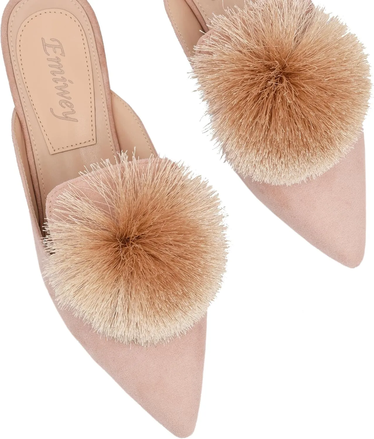 Women's Backless Comfort Slip On Loafers Flats Cute Pom Pom Mule Slippers Casual Shoes