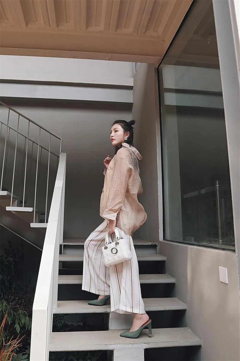 Women's Basic High Chunky Heel Mules for Women Pointed Toe Slip-On Backless Slide Sandals Pumps Work Casual Fashion Business Dress Party Office Comfortable Leather Shoes