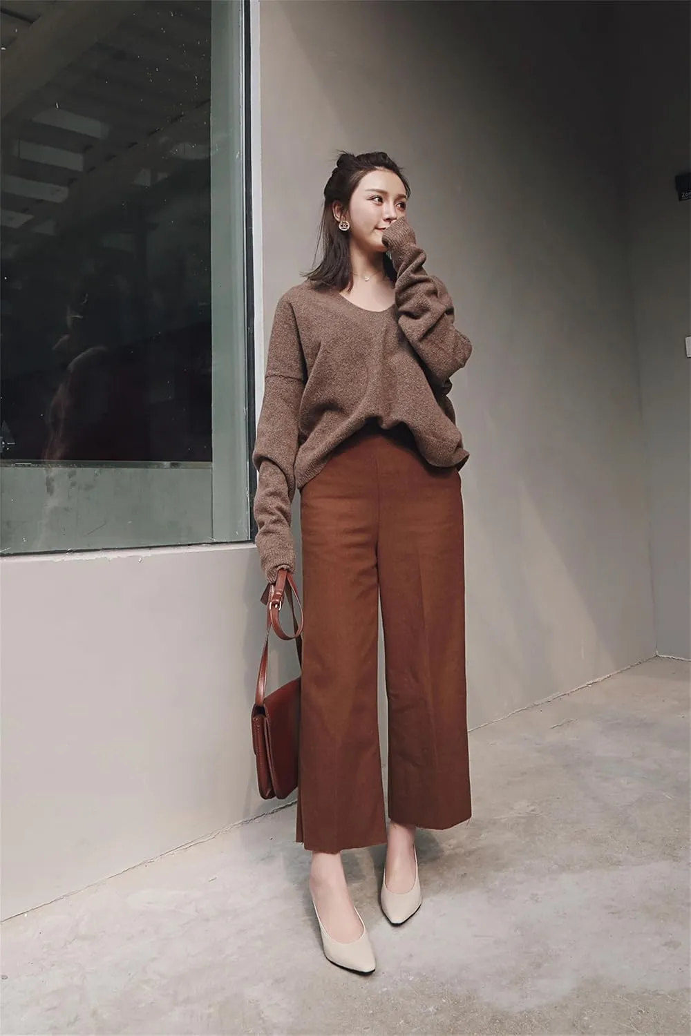 Women's Basic High Chunky Heel Mules for Women Pointed Toe Slip-On Backless Slide Sandals Pumps Work Casual Fashion Business Dress Party Office Comfortable Leather Shoes