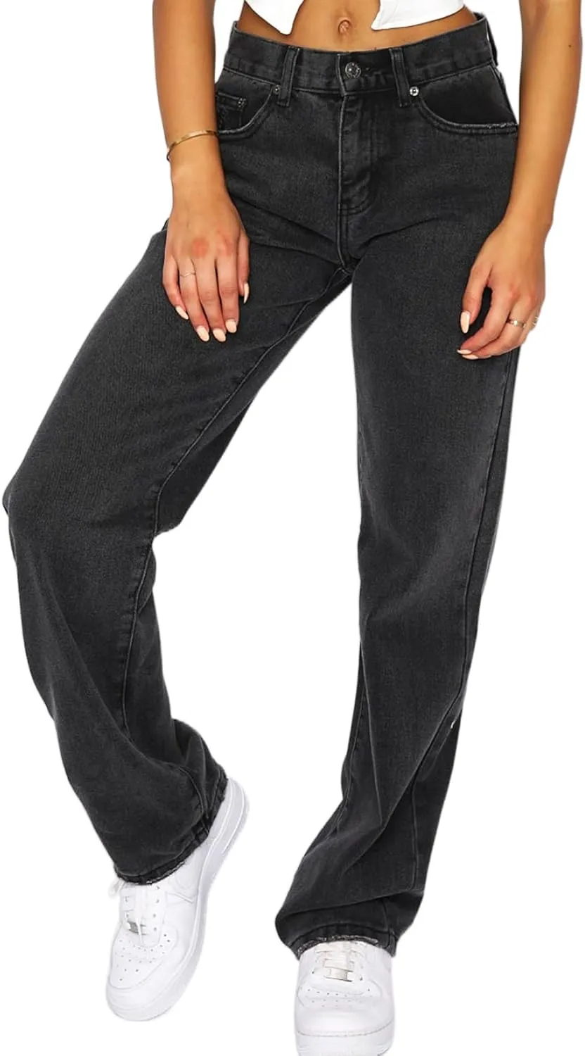 Women's Black Low Rise Baggy Jeans