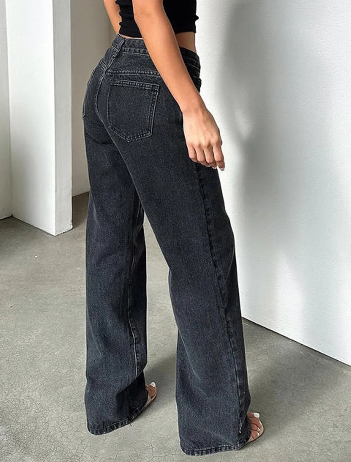 Women's Black Low Rise Baggy Jeans
