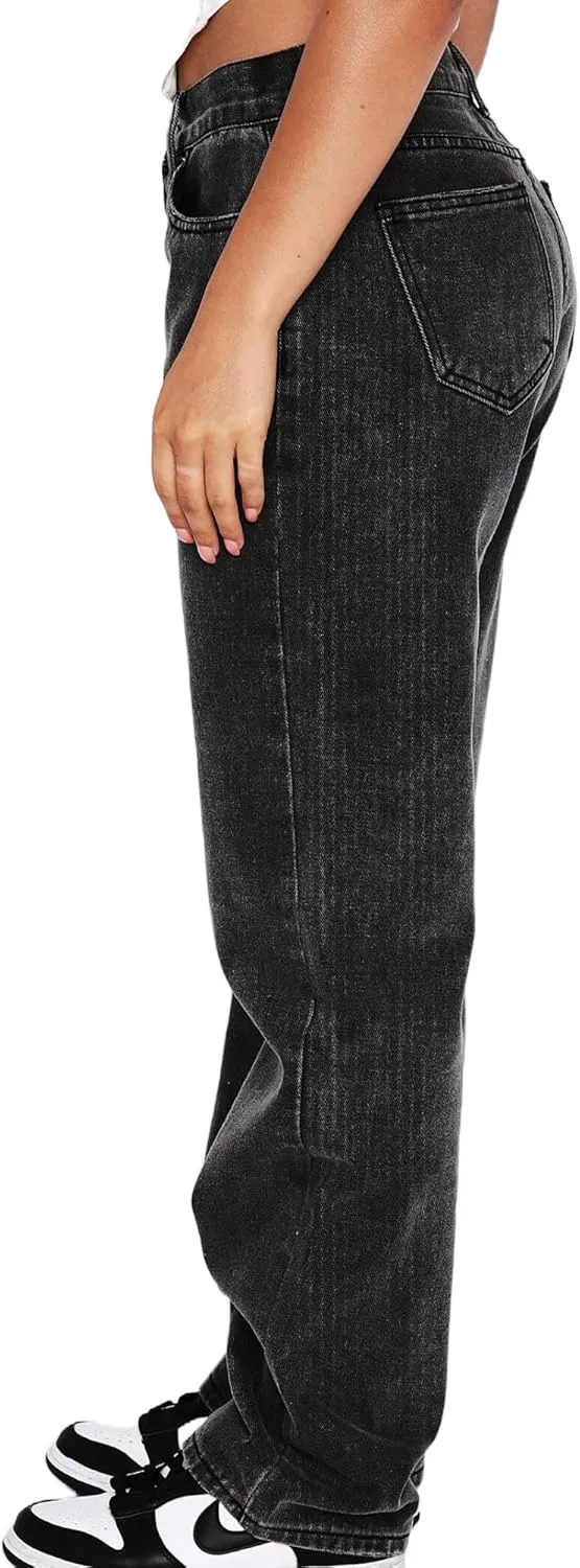 Women's Black Low Rise Baggy Jeans