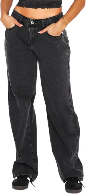 Women's Black Low Rise Baggy Jeans