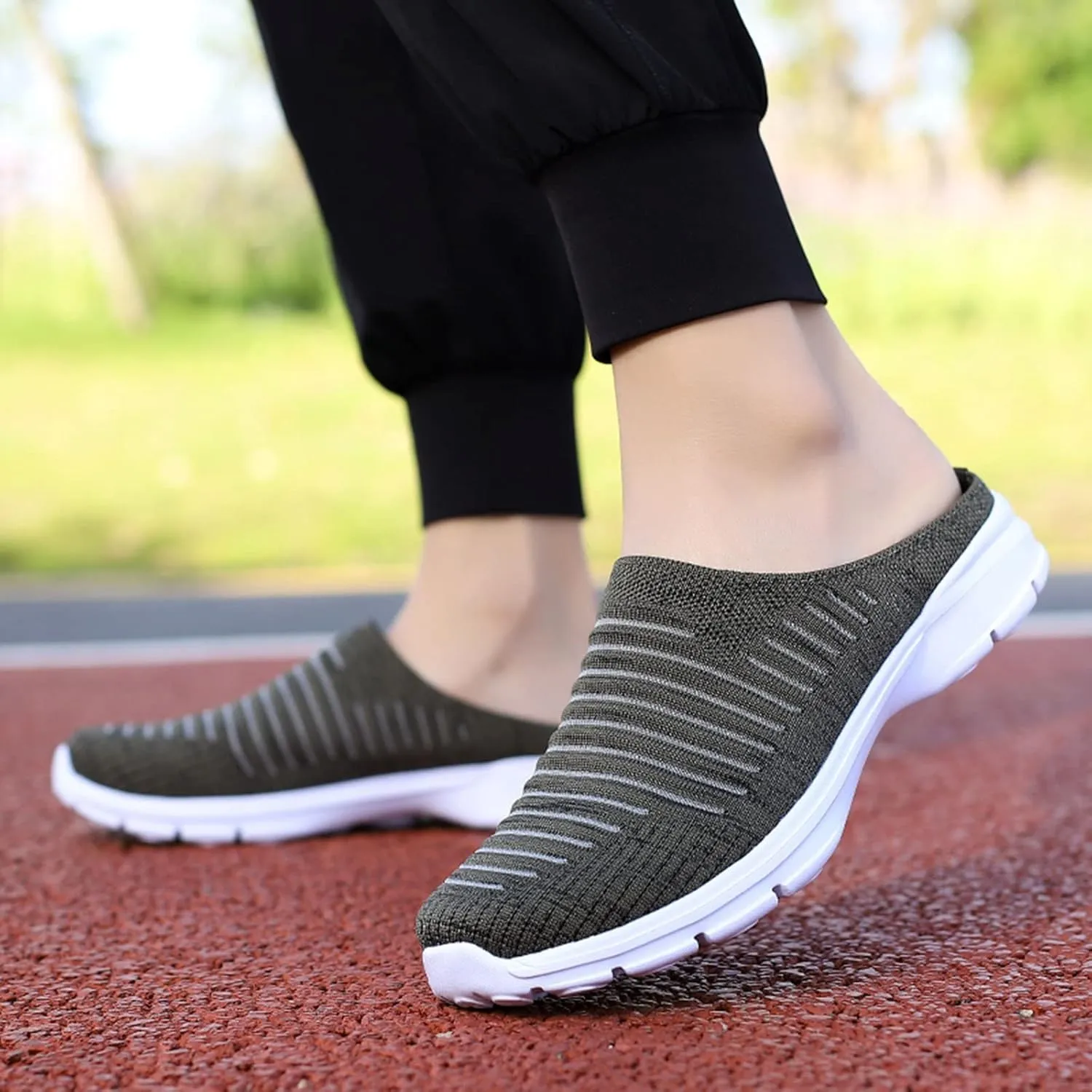 Womens Breathable Mesh Walking Mules Sneakers Womens Running Shoes Mesh Breathable Casual Tennis Shoes White Platform Sneakers Slip On Tennis Shoe Cross Trainer Shoe