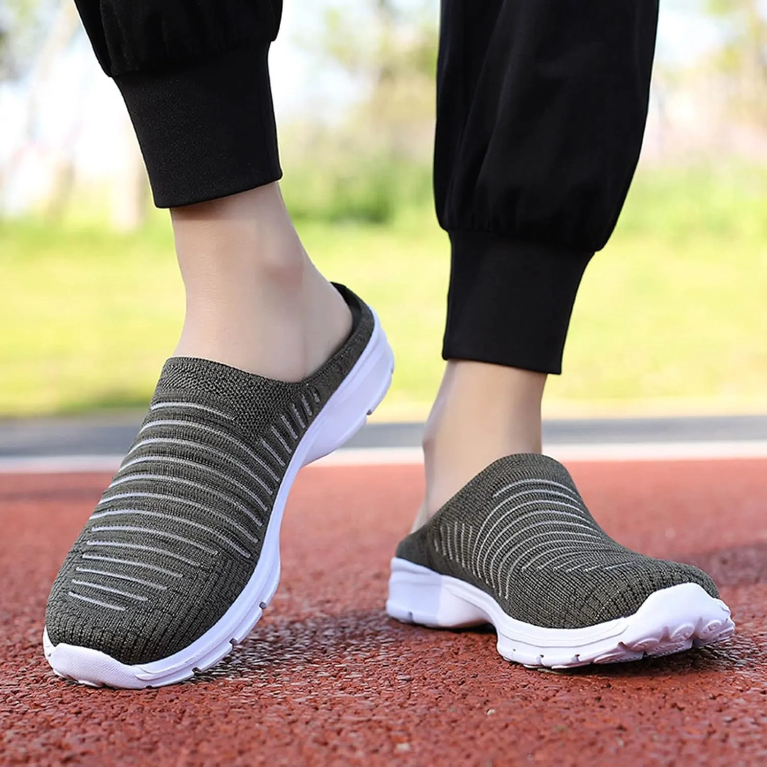 Womens Breathable Mesh Walking Mules Sneakers Womens Running Shoes Mesh Breathable Casual Tennis Shoes White Platform Sneakers Slip On Tennis Shoe Cross Trainer Shoe