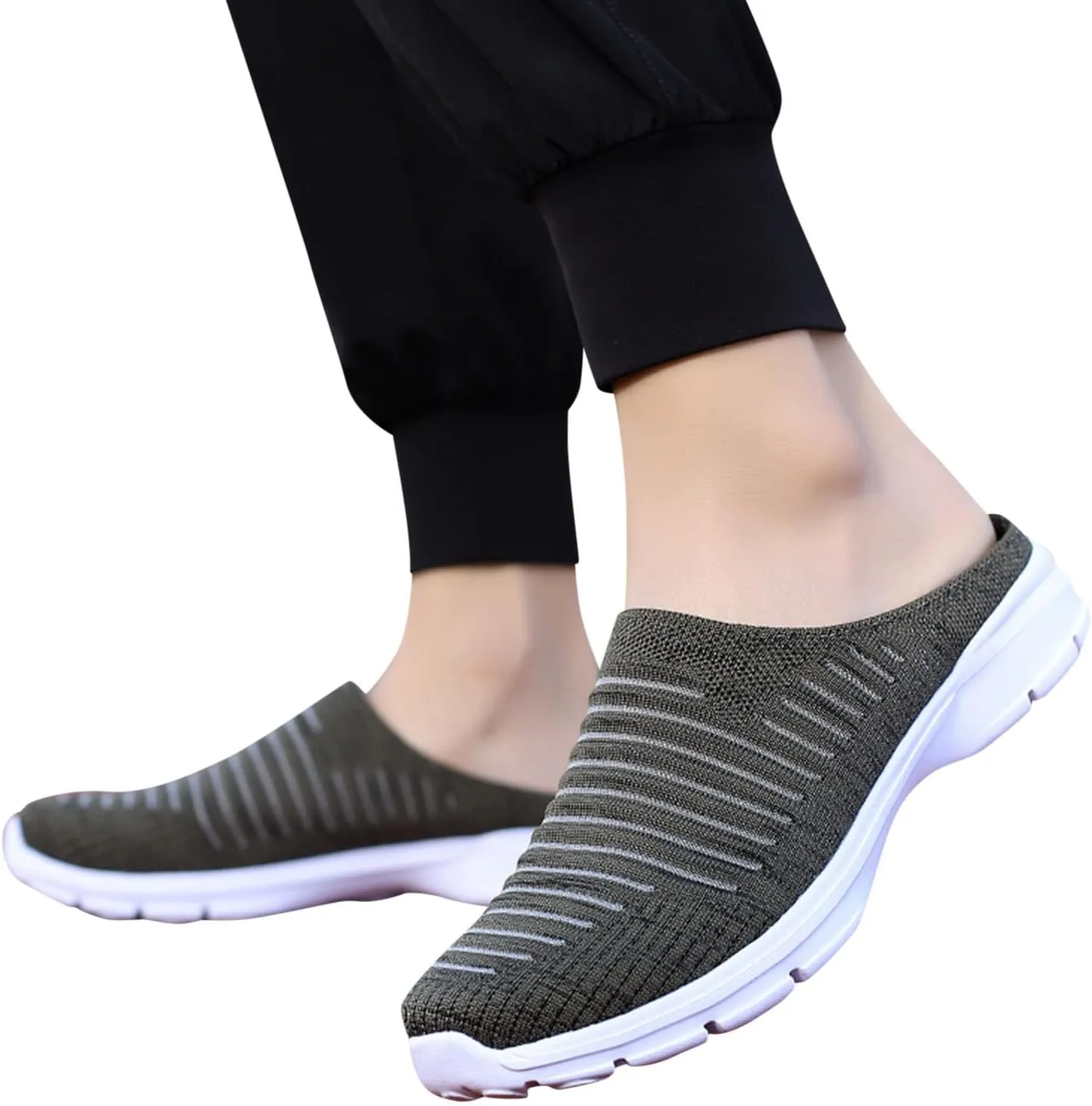 Womens Breathable Mesh Walking Mules Sneakers Womens Running Shoes Mesh Breathable Casual Tennis Shoes White Platform Sneakers Slip On Tennis Shoe Cross Trainer Shoe