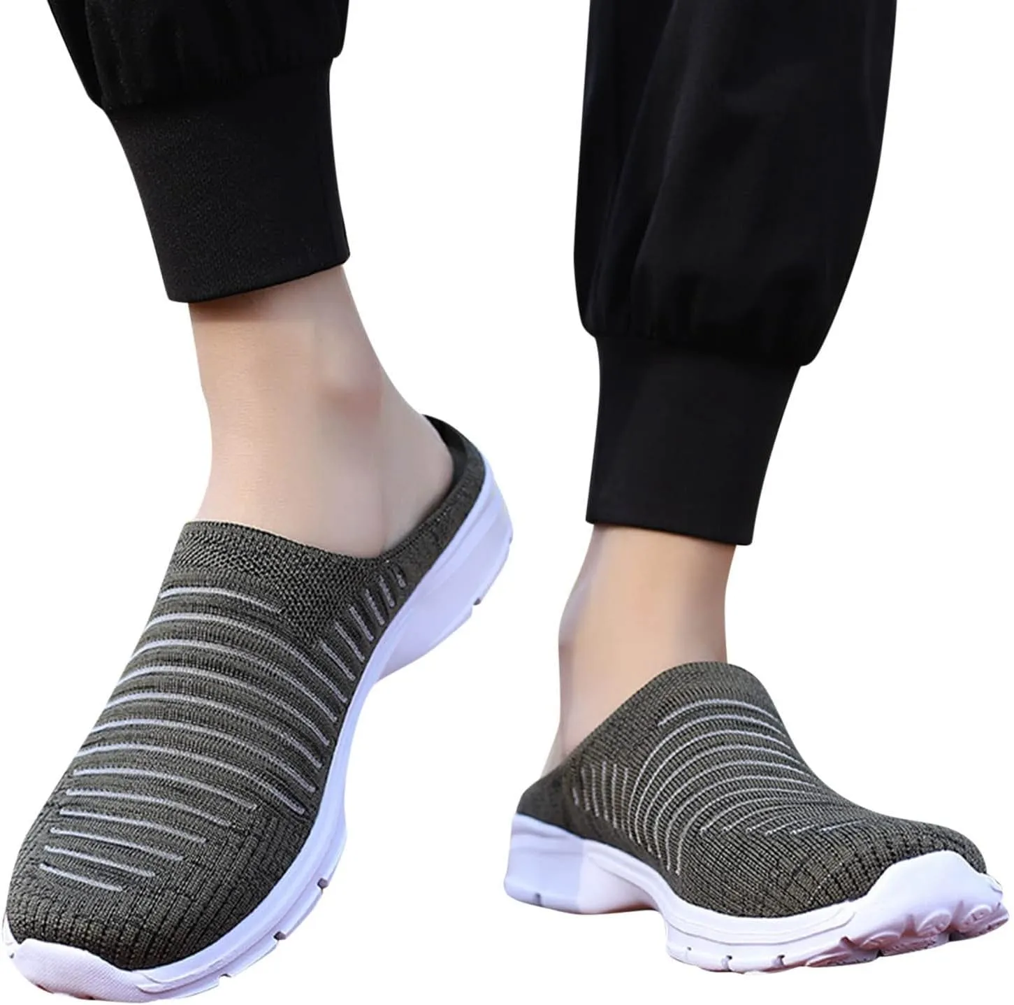 Womens Breathable Mesh Walking Mules Sneakers Womens Running Shoes Mesh Breathable Casual Tennis Shoes White Platform Sneakers Slip On Tennis Shoe Cross Trainer Shoe