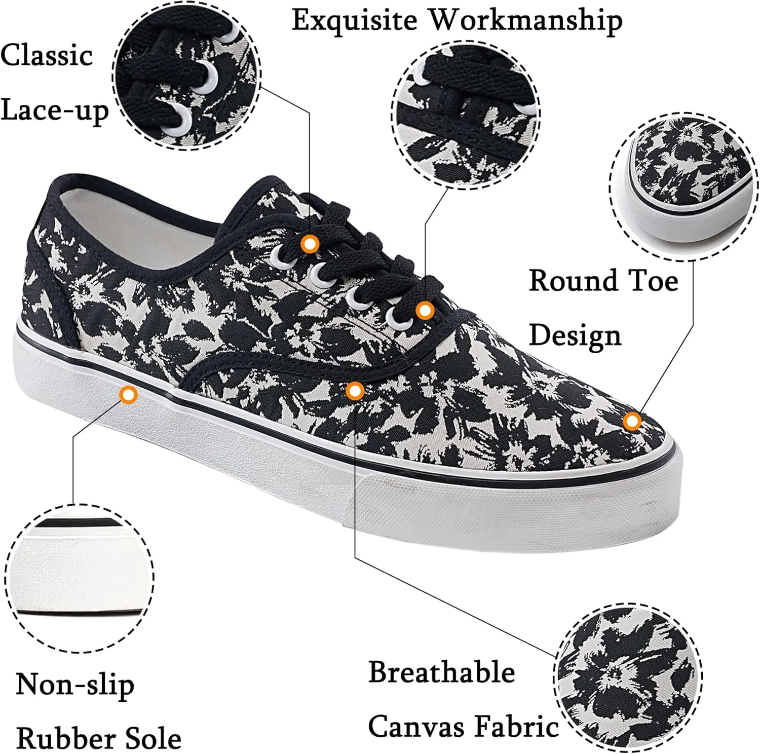 Women's Canvas Shoes Low Top Fashion Classic Slip on Canvas Sneakers Lace-up Walking Shoes Tennis Shoes