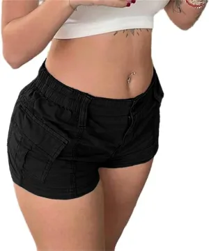 Womens Cargo Shorts Elastic Shorts Y2k E-Girl Slim Fit Cargo Shorts for Harajuku Streetwear