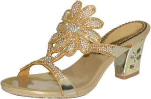 Women's Chunky Heel Glitter Rhinestone Sandals Jeweled Sandals Summer Stylish Sandals Womens Mules Sandals