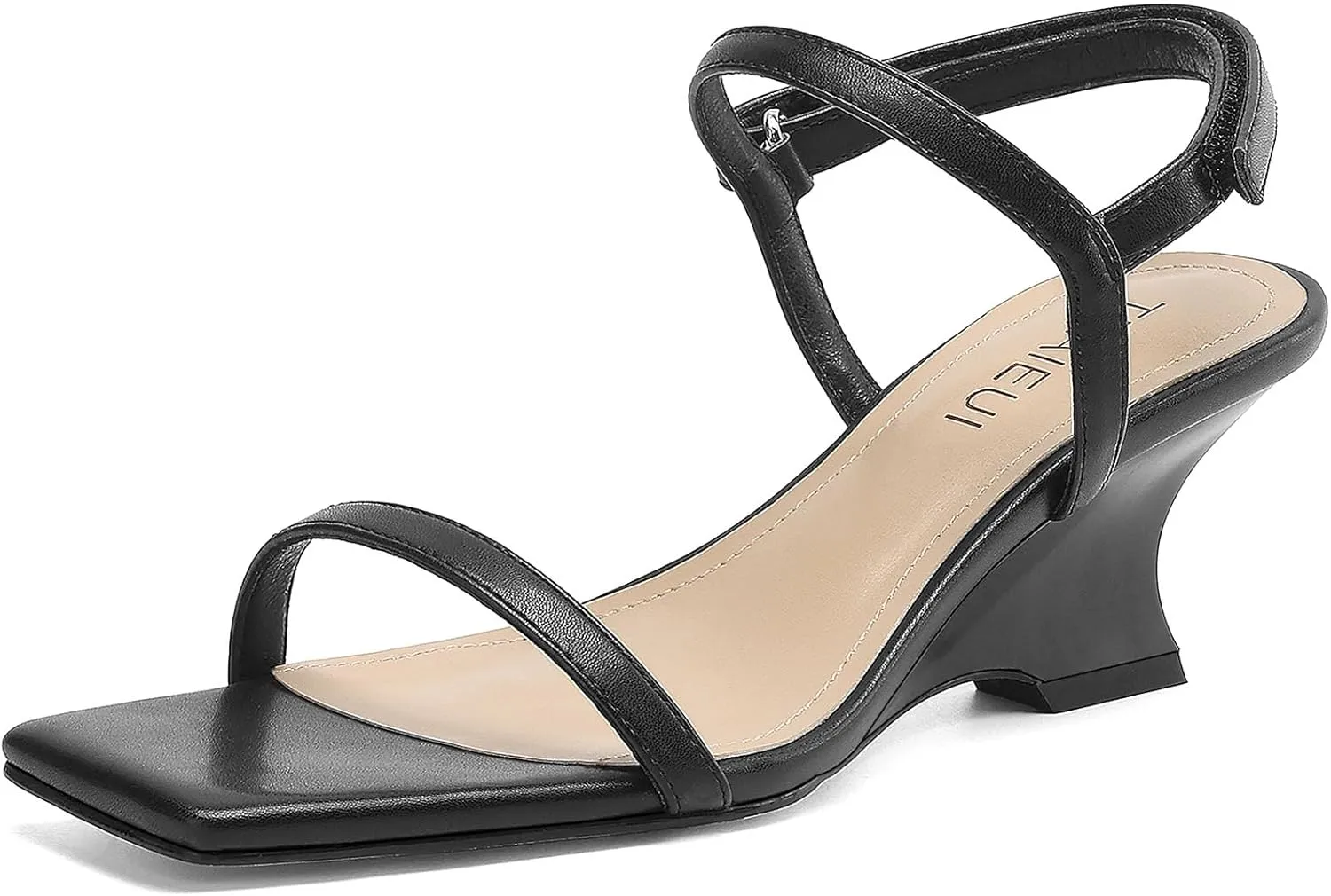 Women's Chunky Heels Low Block Wedge Heeled Sandal Square Open Toe Ankle Strap Heels for Women Comfortable Summer Dress Shoes