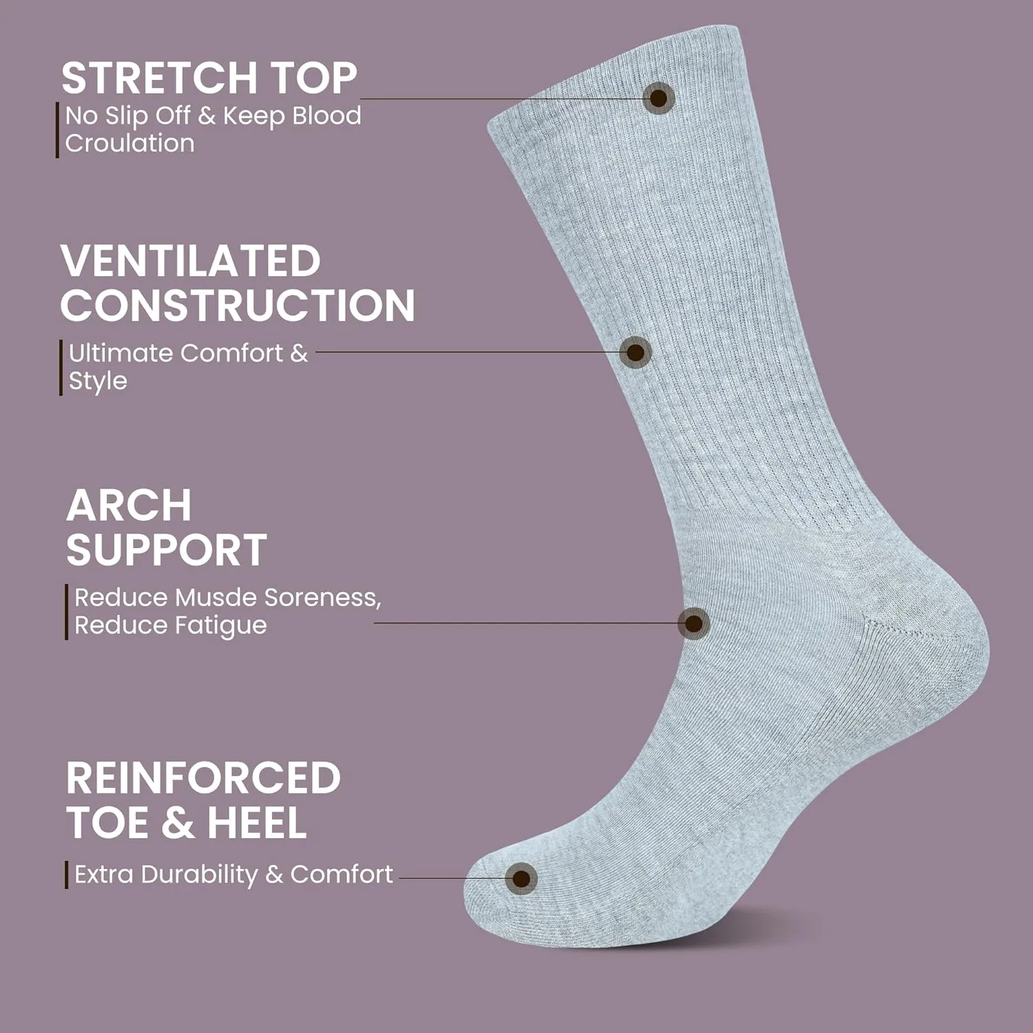 Women's Crew Socks, Pack Of 6