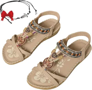 Women's Elegant Rhinestone Butterfly Flat Sandals, Citadel Sandals, Bohemian Fashion Non-slip Orthopedic Sandal