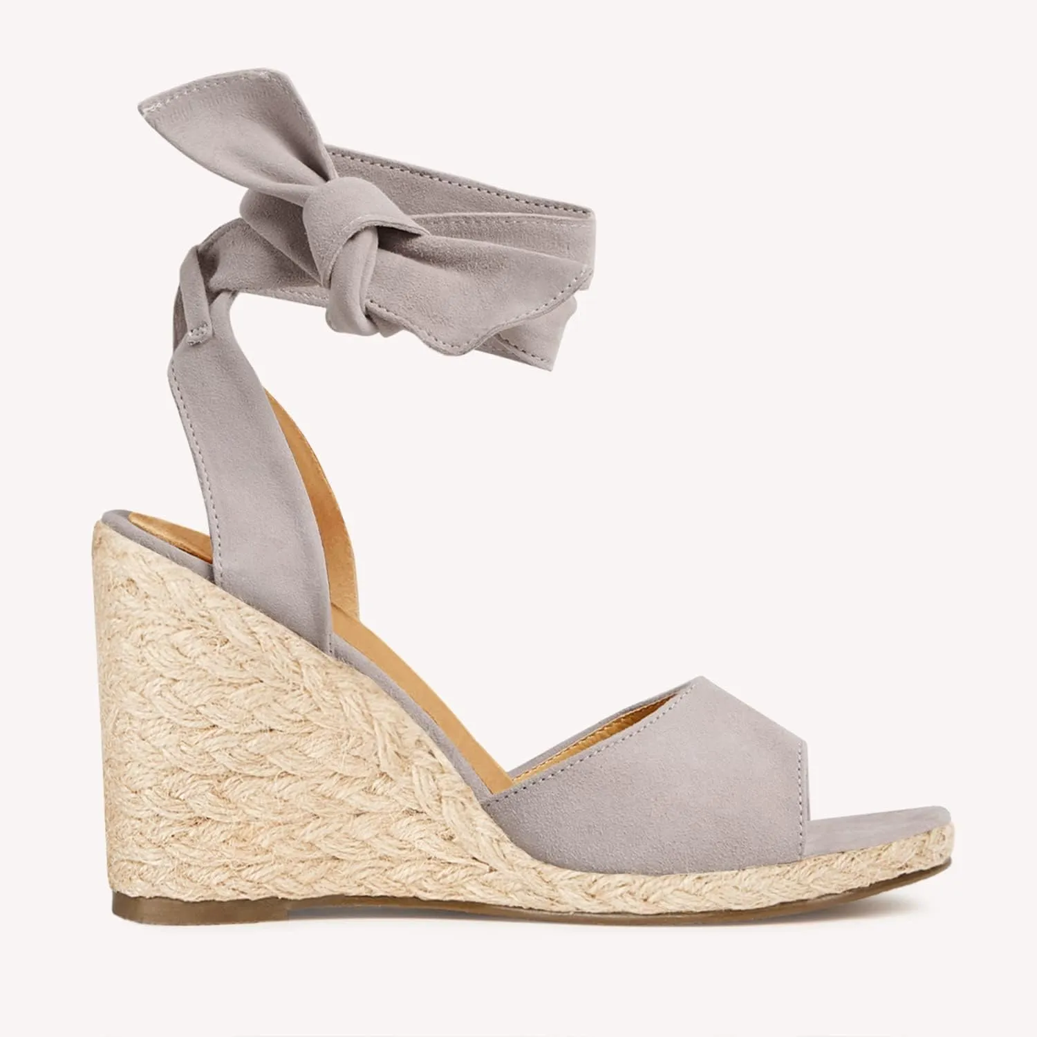 Womens Espadrilles Wedge Sandals Bow Dress Shoes Tie Lace Up Open Toe Party Wedges