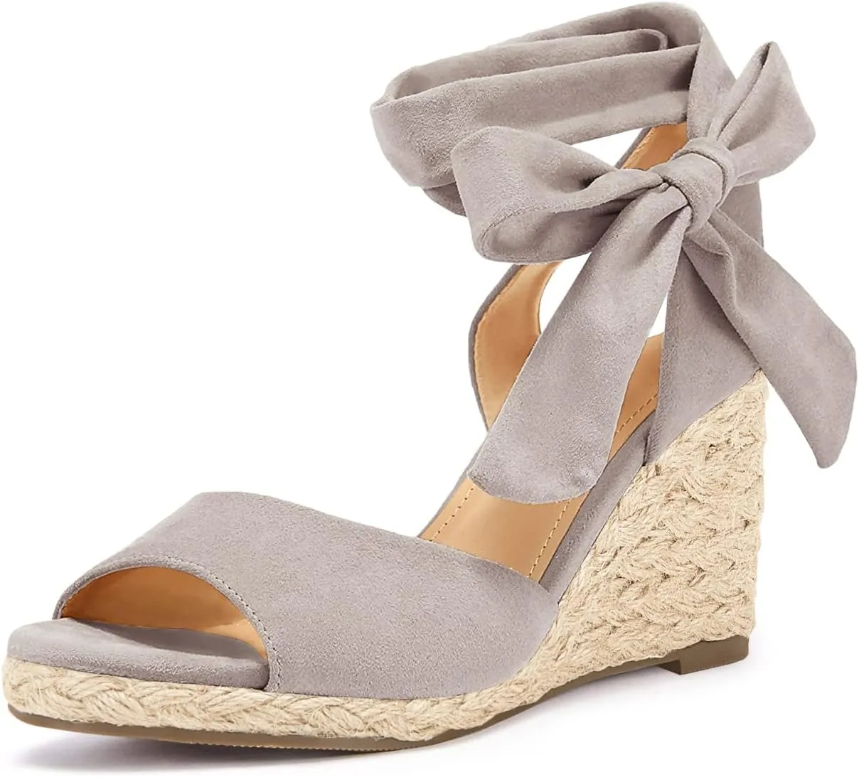 Womens Espadrilles Wedge Sandals Bow Dress Shoes Tie Lace Up Open Toe Party Wedges