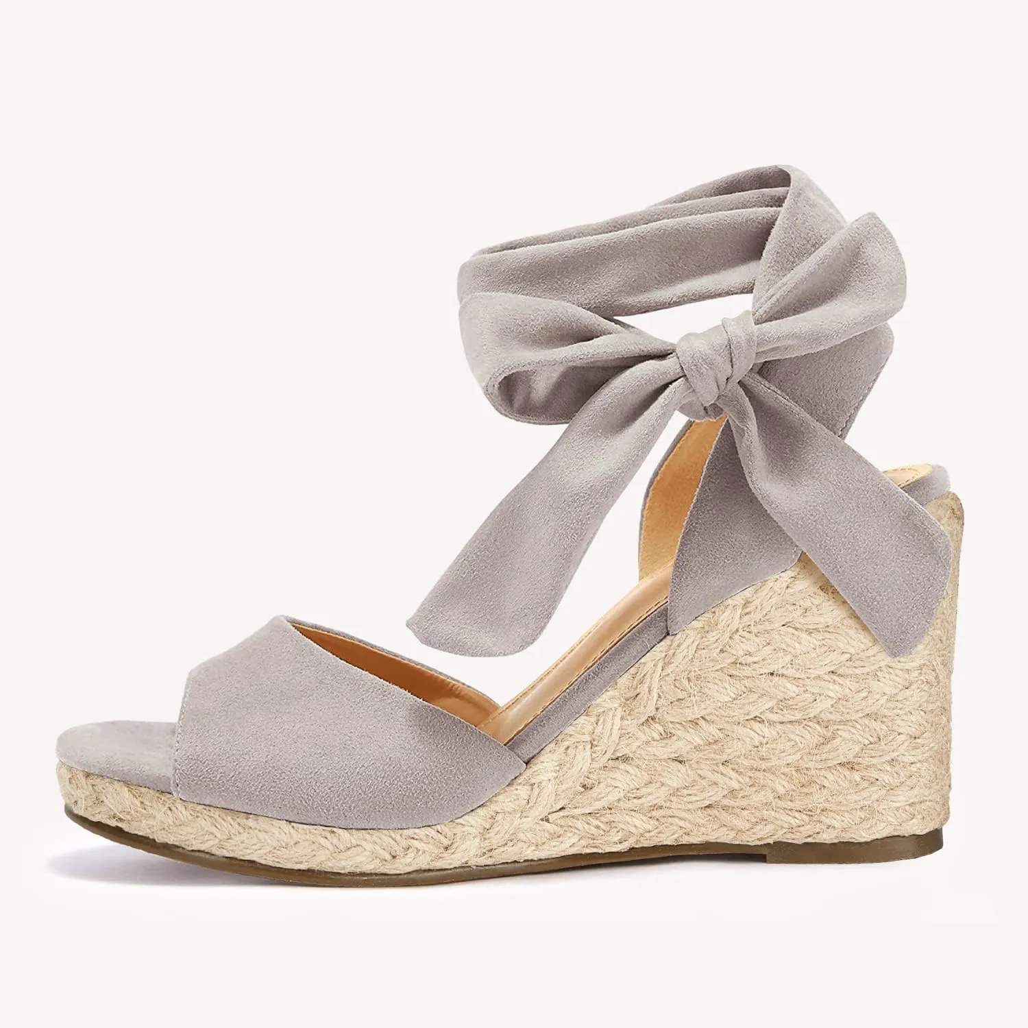 Womens Espadrilles Wedge Sandals Bow Dress Shoes Tie Lace Up Open Toe Party Wedges