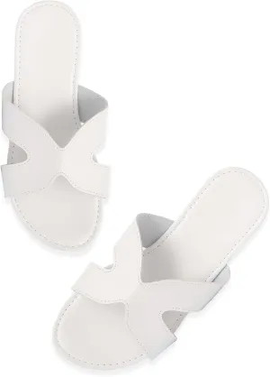 Women's Flat Slide Sandals Summer Open Toe Slip On Casual Beach Slippers, Wide Widths Available 5-11