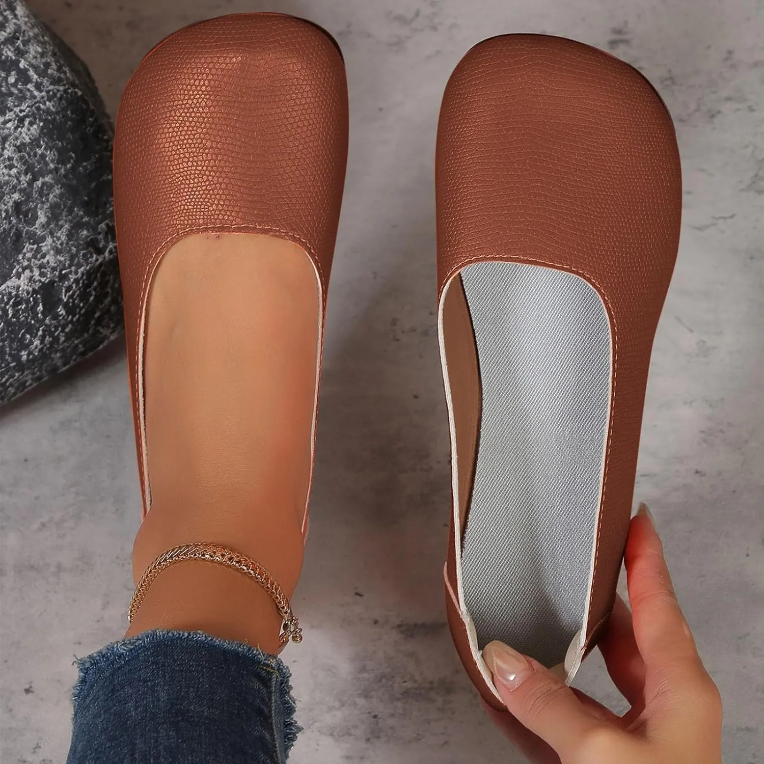 Women's Flats Shoes Summer Comfortable Closed Toe Slip on Ballet Flats Casual Soft Bottom Driving Work Walking Shoes Elegant Wedges