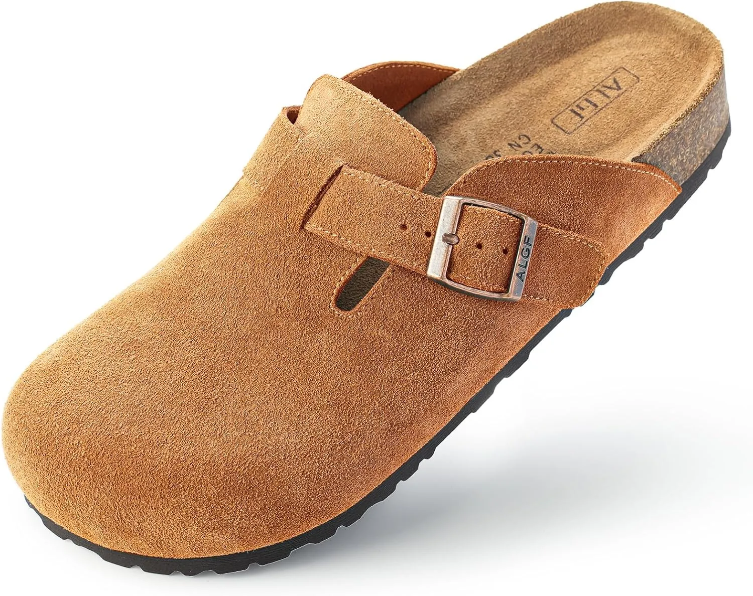 Women’s Genuine Suede Clogs for Women Slip-On Buckle Slides Women's Mules & Clogs Natural Rubber Cork Footbed Sandals Potato Shoes with Arch Support