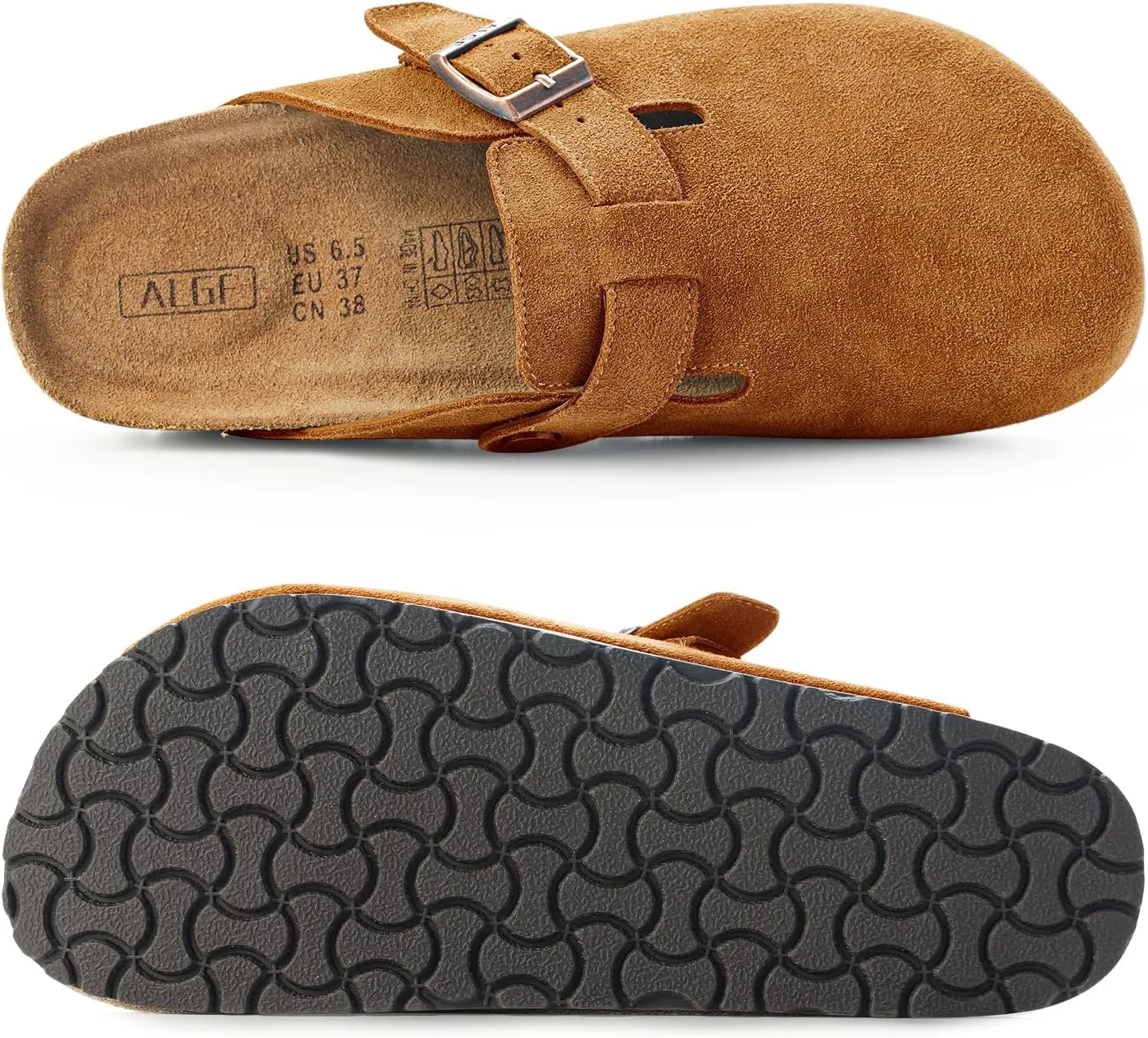 Women’s Genuine Suede Clogs for Women Slip-On Buckle Slides Women's Mules & Clogs Natural Rubber Cork Footbed Sandals Potato Shoes with Arch Support