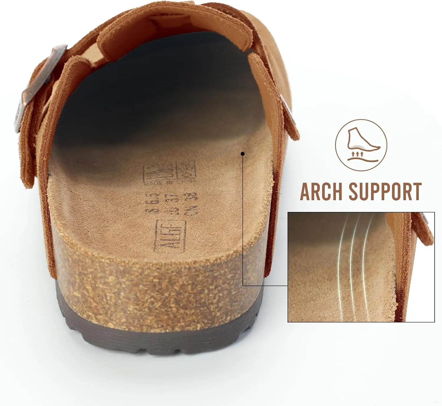 Women’s Genuine Suede Clogs for Women Slip-On Buckle Slides Women's Mules & Clogs Natural Rubber Cork Footbed Sandals Potato Shoes with Arch Support