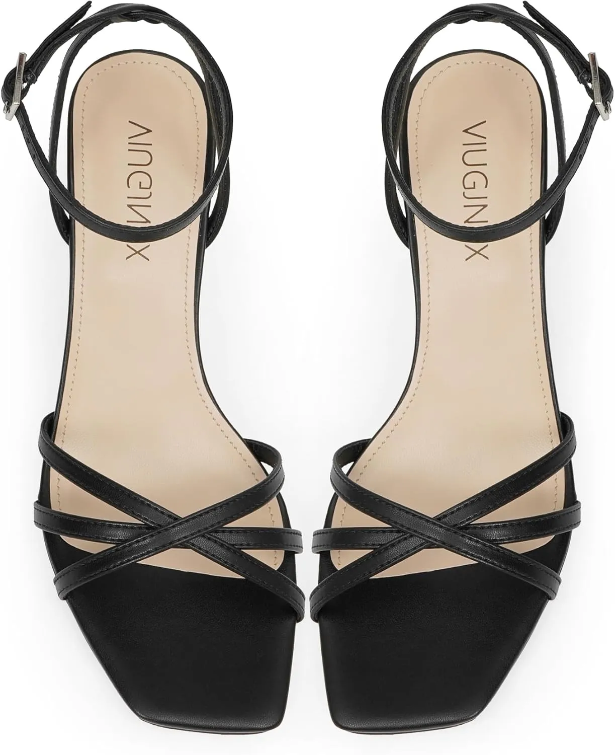 Women's Heeled Sandals Strappy Heels Low Kitten Stilettos Heels Square Open Toe Ankle Strap Dressy Sandals for Women Comfortable Summer High Heels