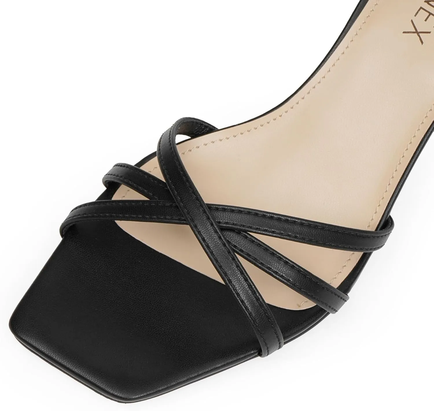 Women's Heeled Sandals Strappy Heels Low Kitten Stilettos Heels Square Open Toe Ankle Strap Dressy Sandals for Women Comfortable Summer High Heels