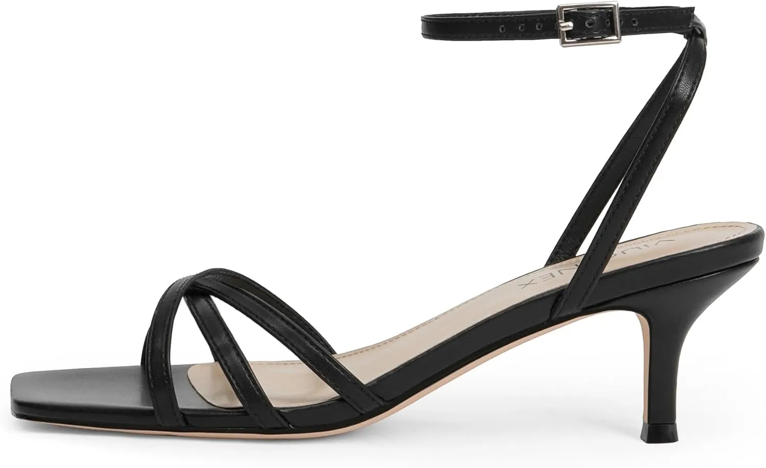 Women's Heeled Sandals Strappy Heels Low Kitten Stilettos Heels Square Open Toe Ankle Strap Dressy Sandals for Women Comfortable Summer High Heels