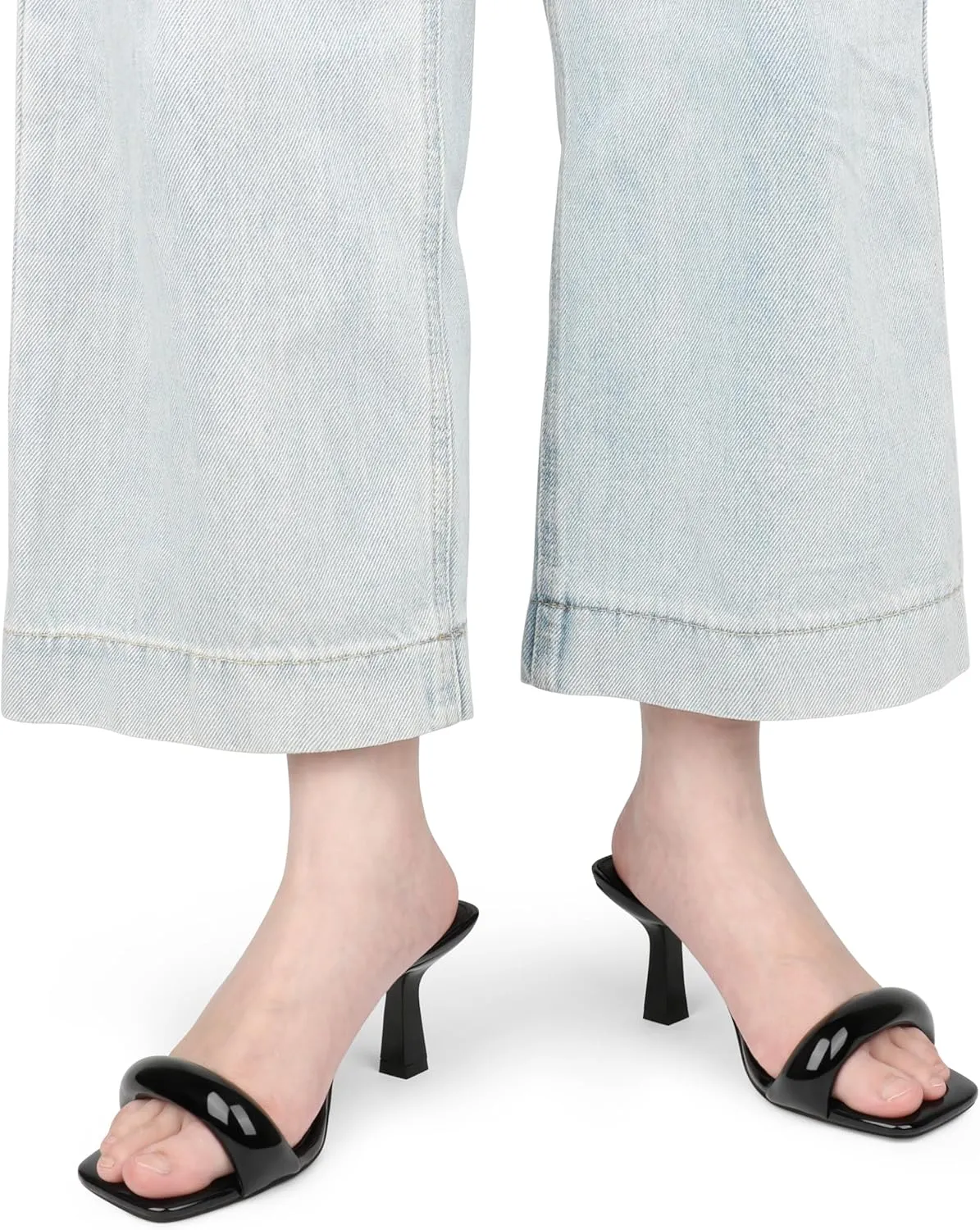 Women's High Heels Sandals Square Open Toe Heels Backless Slip on Heeled Mules for Party Wedding