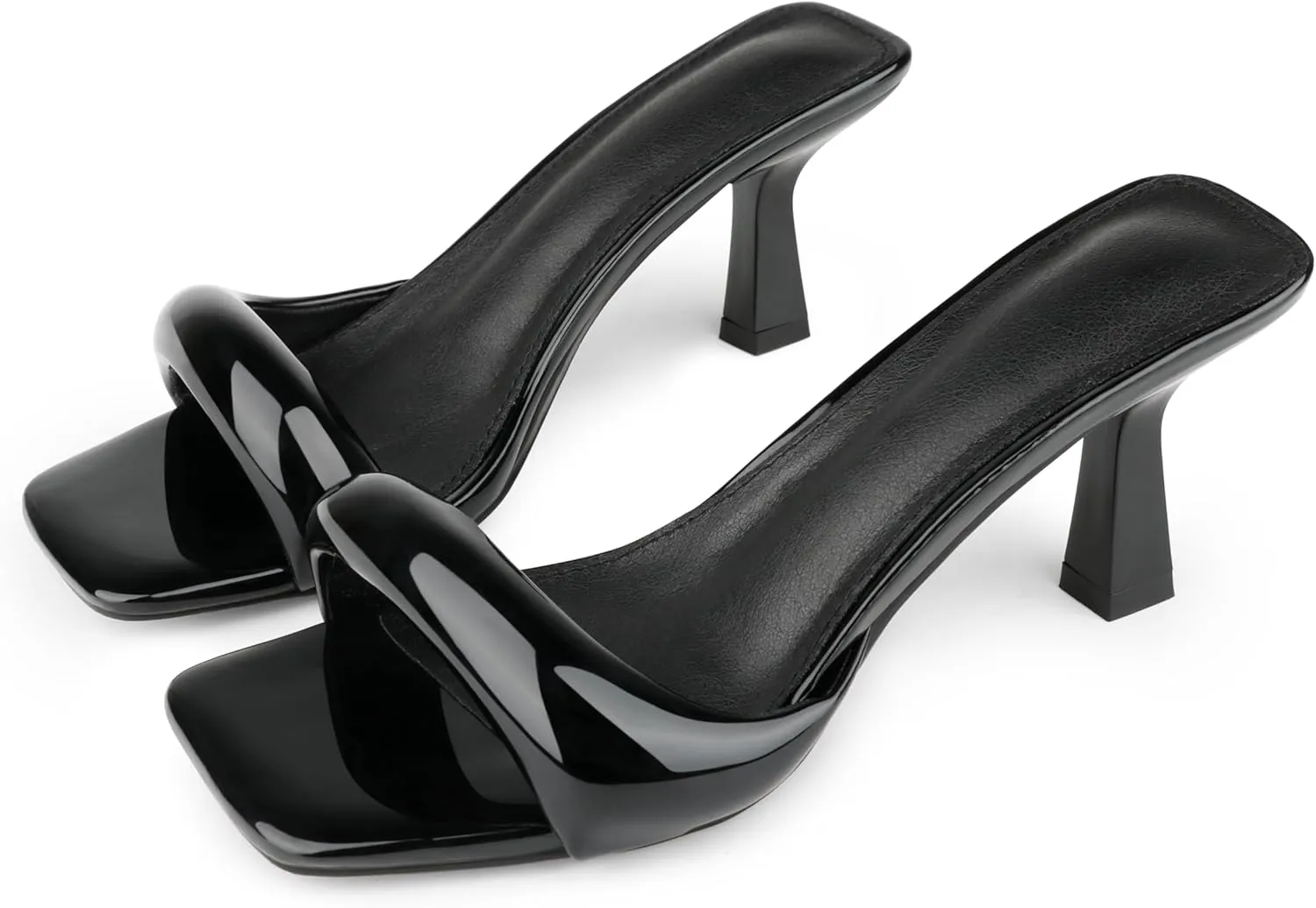 Women's High Heels Sandals Square Open Toe Heels Backless Slip on Heeled Mules for Party Wedding