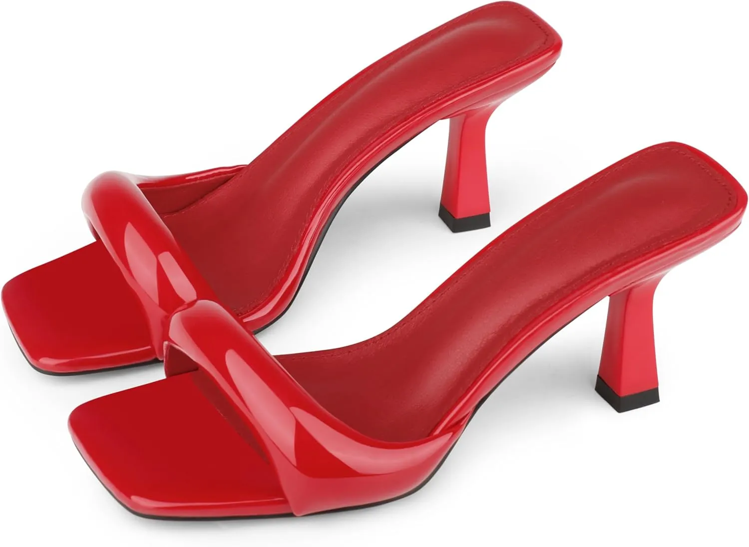 Women's High Heels Sandals Square Open Toe Heels Backless Slip on Heeled Mules for Party Wedding