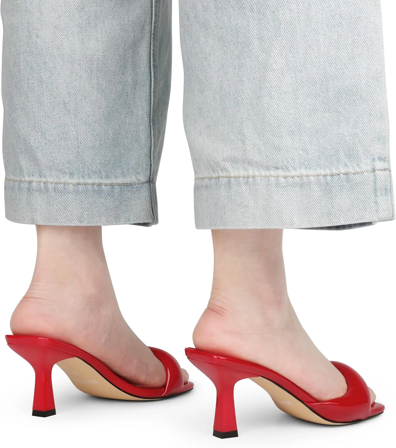 Women's High Heels Sandals Square Open Toe Heels Backless Slip on Heeled Mules for Party Wedding