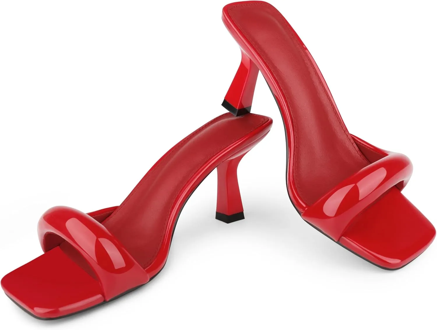 Women's High Heels Sandals Square Open Toe Heels Backless Slip on Heeled Mules for Party Wedding