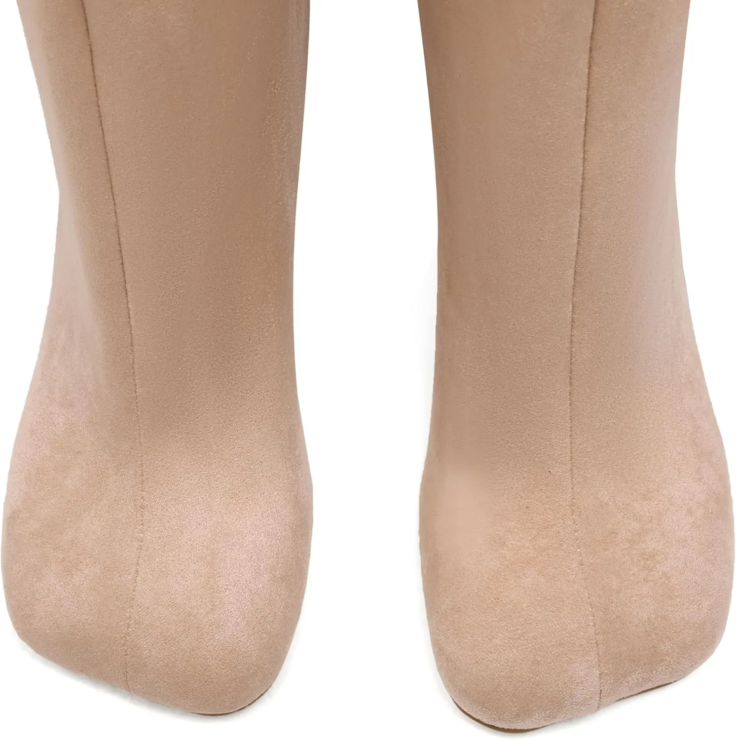 Women's Knee High Boots Nude Suede Wide Calf Stiletto Long Boots Pull On High Heel Riding Boots Fashion Boots Comfortable Square Toe Ladies Boots.