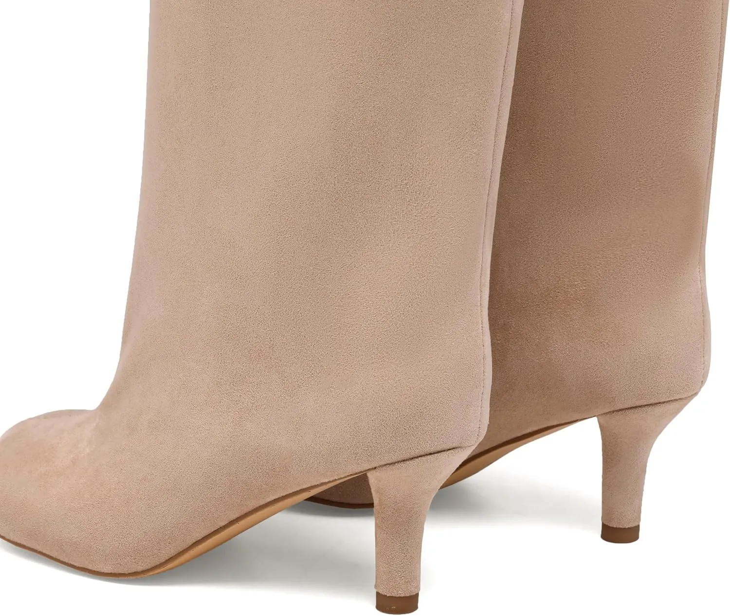 Women's Knee High Boots Nude Suede Wide Calf Stiletto Long Boots Pull On High Heel Riding Boots Fashion Boots Comfortable Square Toe Ladies Boots.