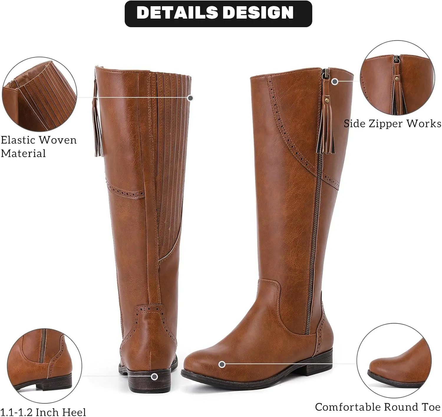 Women's Knee High Boots - Stylish and Comfortable Round Toe Low Heel Riding Combat Tall Boots with Side Zipper Closure for Fall and Winter Wear For Women.