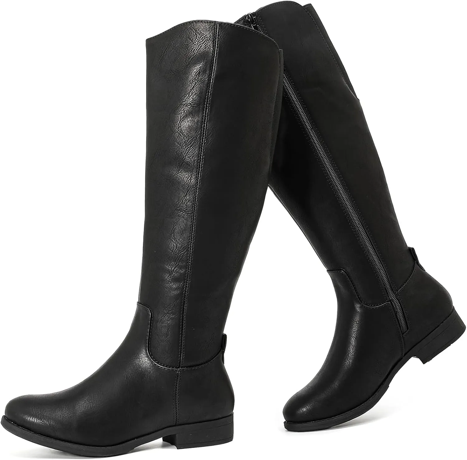 Women's Knee High Boots - Stylish and Comfortable Round Toe Tall Riding Combat Boots with Side Zipper Closure for Fall and Winter Wear for Women.