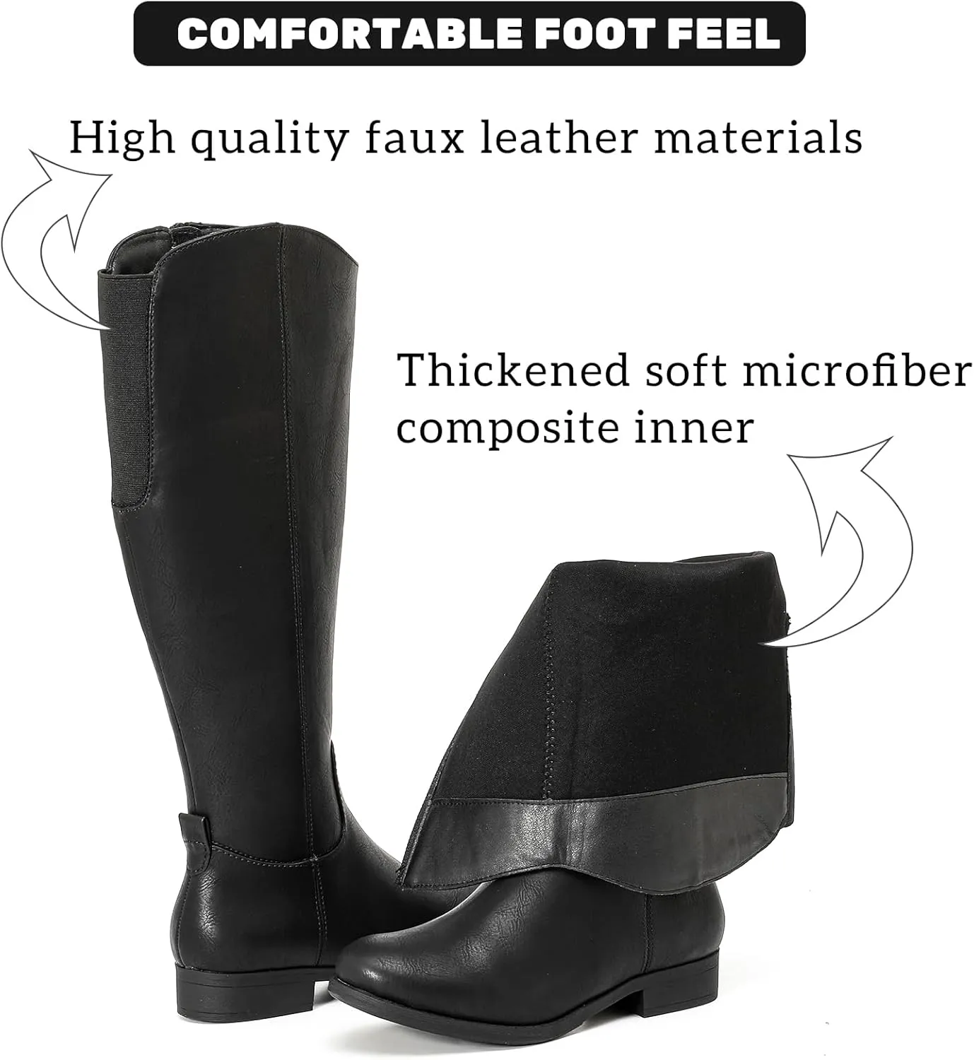 Women's Knee High Boots - Stylish and Comfortable Round Toe Tall Riding Combat Boots with Side Zipper Closure for Fall and Winter Wear for Women.