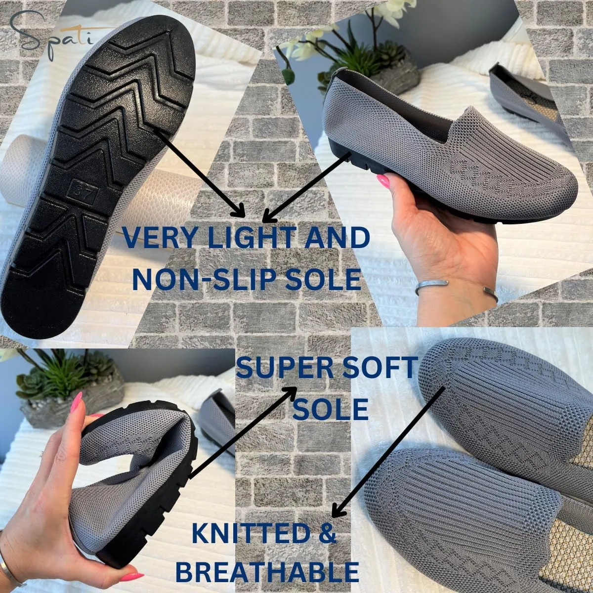 Women's Knitted Flat Shoes Lightweight Comfortable Loafers Women Footwear Slip On Casual Breathable Mesh Walking Shoes Female Round Toe Black, Pink, Purple, Red, Navy Blue, Grey, Beige