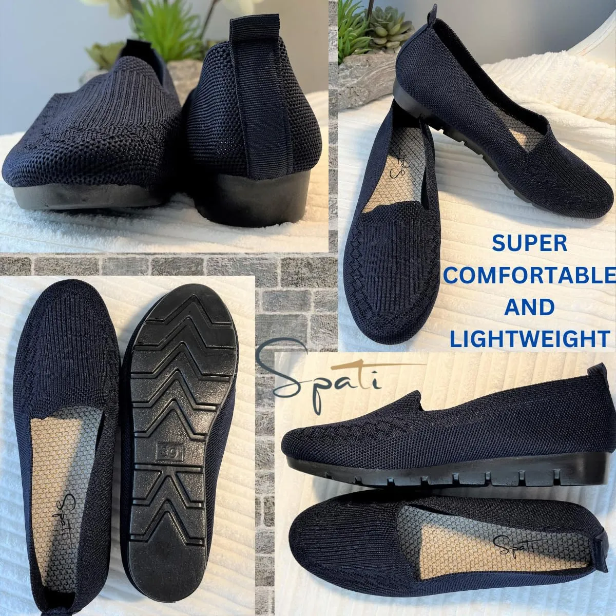 Women's Knitted Flat Shoes Lightweight Comfortable Loafers Women Footwear Slip On Casual Breathable Mesh Walking Shoes Female Round Toe Black, Pink, Purple, Red, Navy Blue, Grey, Beige
