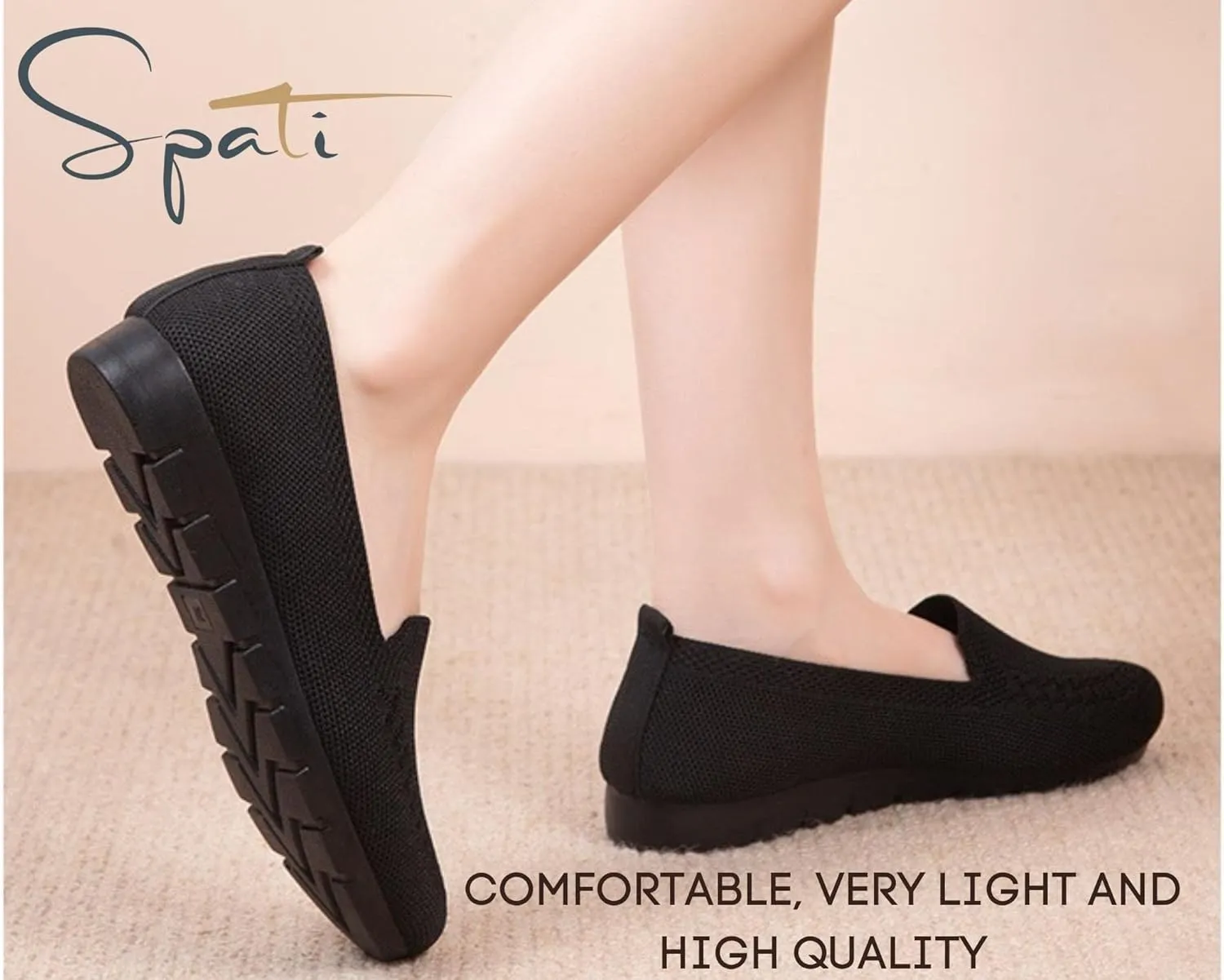 Women's Knitted Flat Shoes Lightweight Comfortable Loafers Women Footwear Slip On Casual Breathable Mesh Walking Shoes Female Round Toe Black, Pink, Purple, Red, Navy Blue, Grey, Beige