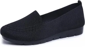 Women's Knitted Flat Shoes Lightweight Comfortable Loafers Women Footwear Slip On Casual Breathable Mesh Walking Shoes Female Round Toe Black, Pink, Purple, Red, Navy Blue, Grey, Beige