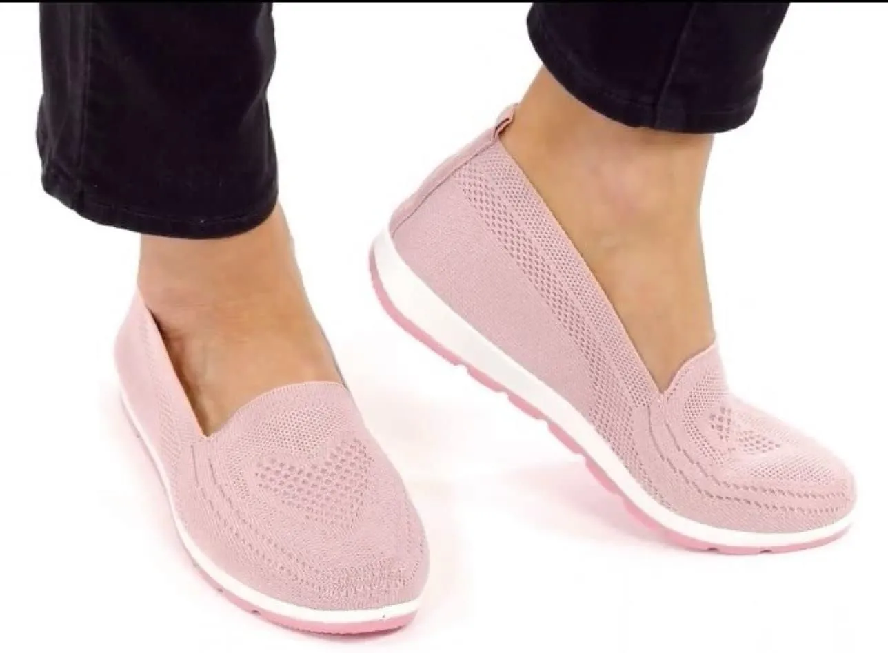 Women's Knitting Flat Shoes Walking Shoes Comfort Loafers Breathable Mesh Female Round Toe Black, Pink, Purple, Red
