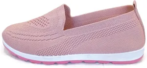 Women's Knitting Flat Shoes Walking Shoes Comfort Loafers Breathable Mesh Female Round Toe Black, Pink, Purple, Red